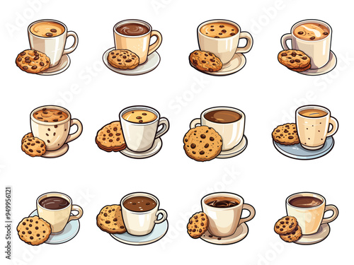 Coffee and cookie clipart design illustration