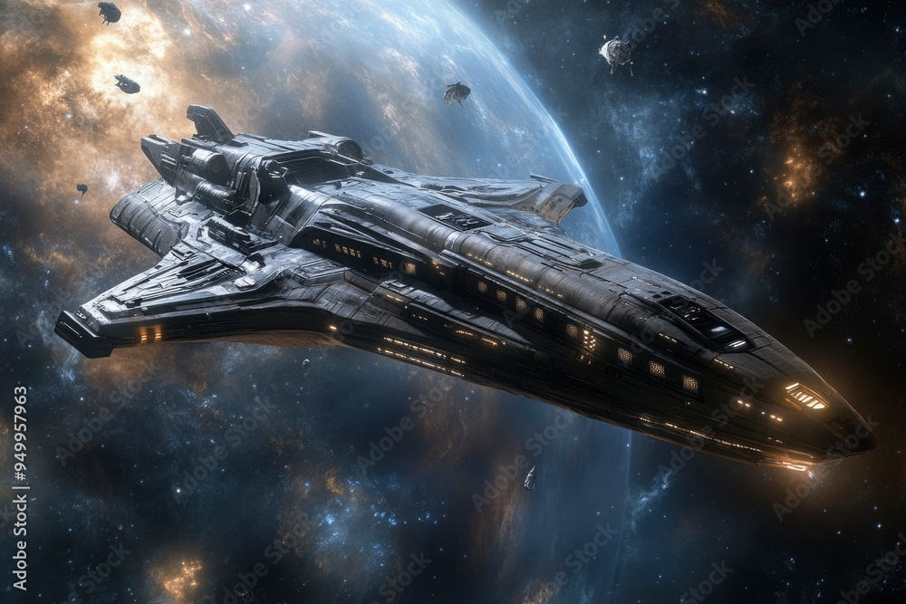 Futuristic Spaceship Soaring Through the Cosmos
