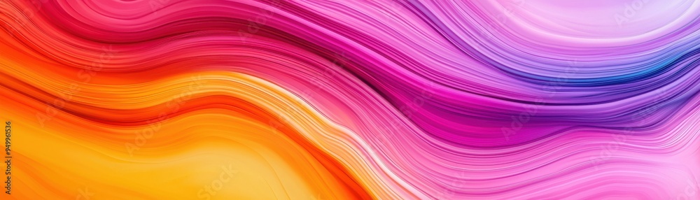 Fototapeta premium Vibrant abstract waves blend shades of pink, orange, and purple, creating a dynamic and colorful background for various designs.