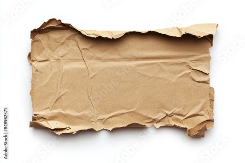 Brown Cardboard paper piece isolated on white background