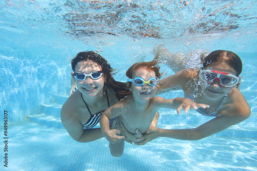 family in swimming pool