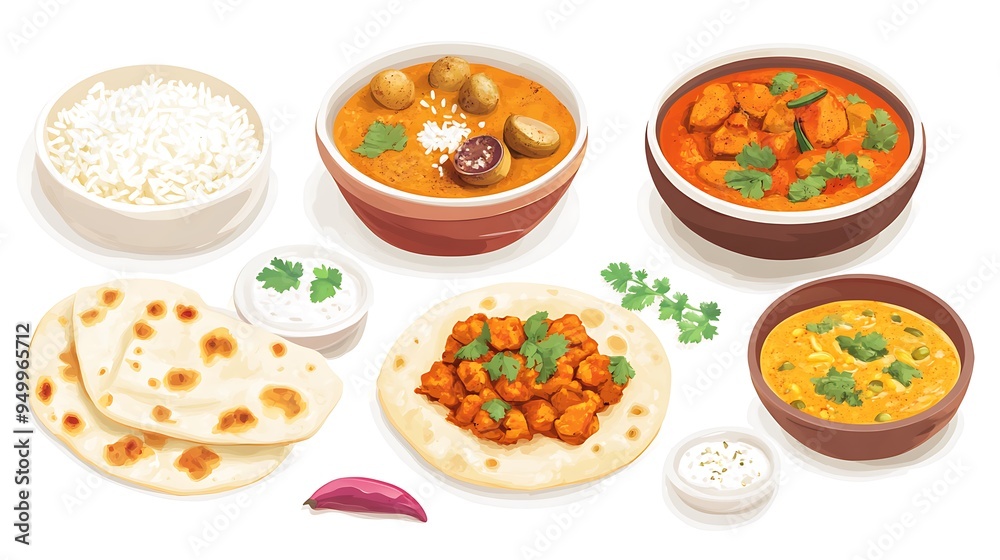 Indian Cuisine Curry Rice Naan Raita Onion Food Photography Indian Cuisine Curry Rice Naan Raita Onion Food Photography