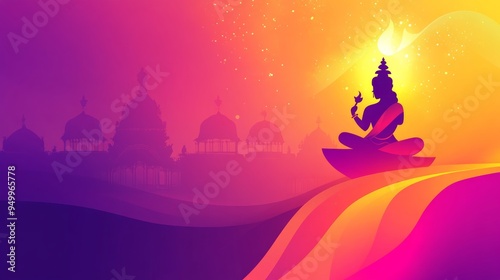 Happy Khrishna Janmashtami and dahi handi Hindu festival of happy shree lord krishna god born with janmashtami text and gradient background. abstract vector illustration design photo
