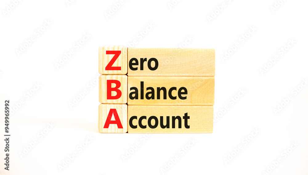 ZBA zero balance account symbol. Concept words ZBA zero balance account on beautiful wooden blocks. Beautiful white background. Business ZBA zero balance account concept. Copy space. ZBA zero balance account symbol. Concept words ZBA zero balance account on beautiful wooden blocks. Beautiful white background. Business ZBA zero balance account concept. Copy space.