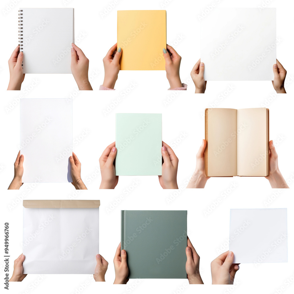 PNG hand holding paper design element set, transparent background PNG hand holding paper design element set, transparent background
