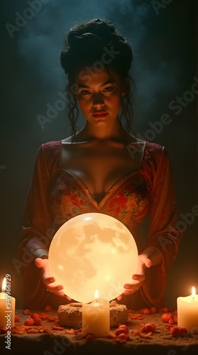 Mystic Fortune Teller with Crystal Ball photo