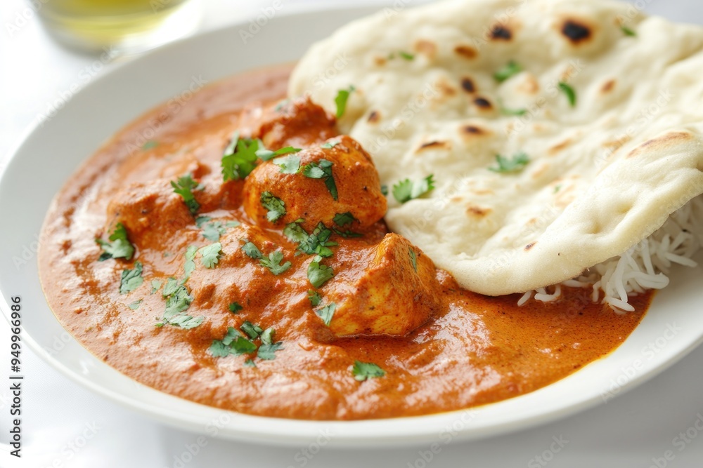 Butter Chicken with Naan and Rice Butter Chicken with Naan and Rice