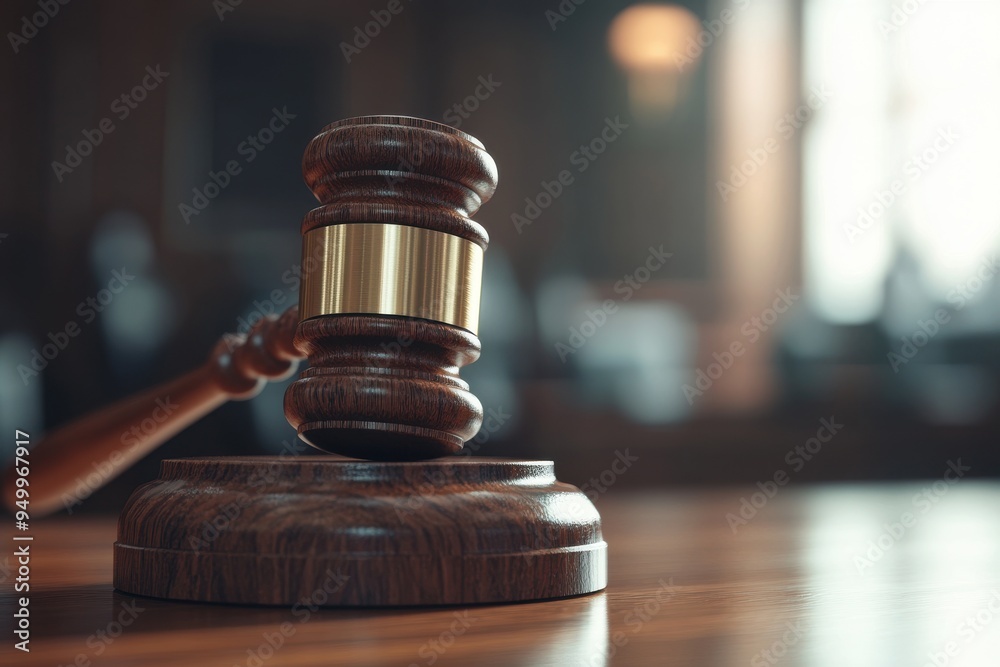 Close-up of gavel on judge desk symbolizing court trial Close-up of gavel on judge desk symbolizing court trial