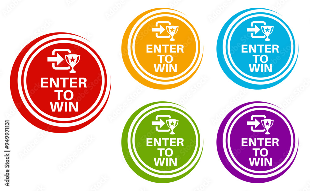 Set collections trendy enter to win colorful icon sign labels design template Vector illustration Set collections trendy enter to win colorful icon sign labels design template Vector illustration