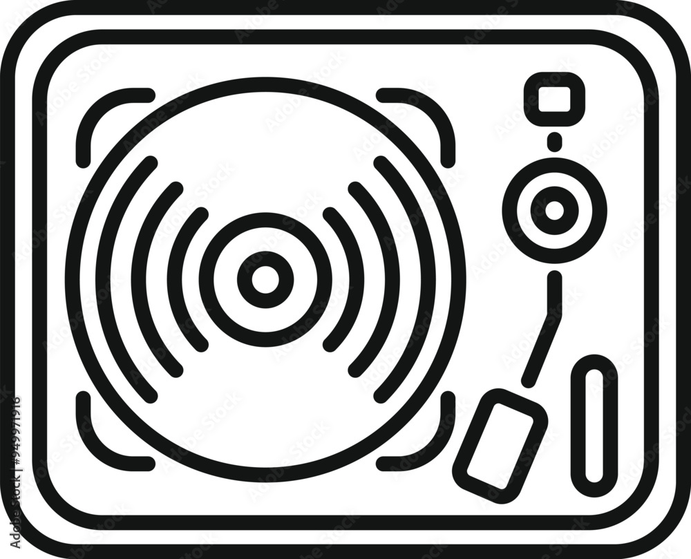 Vinyl record player top view icon in outline style isolated on white background for your web site design, logo, app, ui Vinyl record player top view icon in outline style isolated on white background for your web site design, logo, app, ui