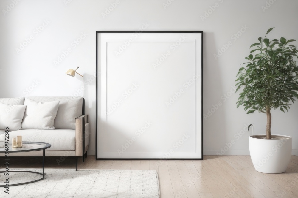 Poster frame in living room mockup Poster frame in living room mockup
