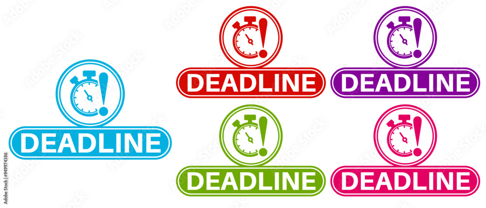 set badge deadline sign. Alert time announcement symbol template design vector illustration set badge deadline sign. Alert time announcement symbol template design vector illustration