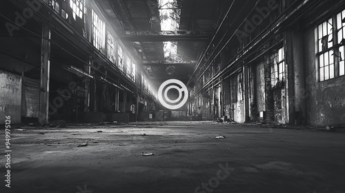 Elegant Grayscale Abandoned Factory: Echoes of Economic Recession, Industrial Ruins, and Silent History photo