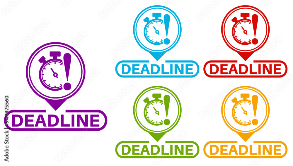 set deadline icon sign. Countdown symbol label template design vector illustration set deadline icon sign. Countdown symbol label template design vector illustration