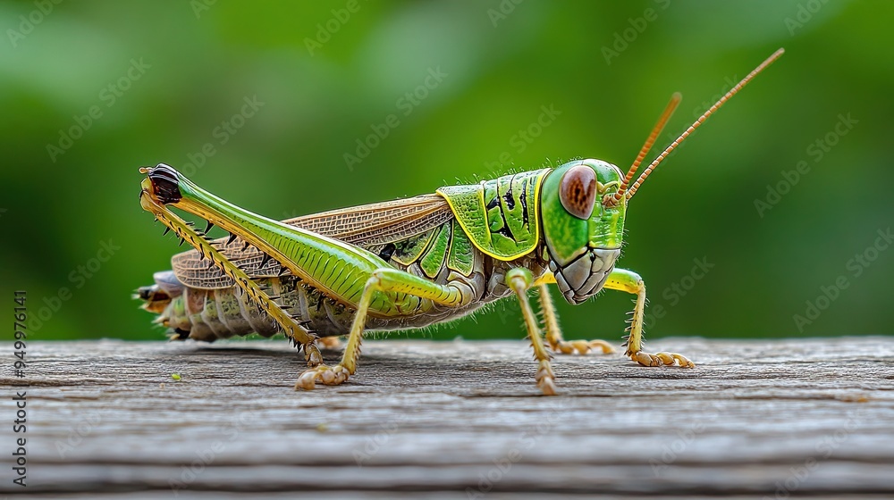 Grasshopper isolated on wooden background Grasshopper isolated on wooden background
