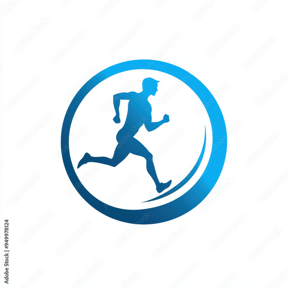 Stylized silhouette of a man running inside a blue circle, perfect logo for a running club or a marathon Stylized silhouette of a man running inside a blue circle, perfect logo for a running club or a marathon