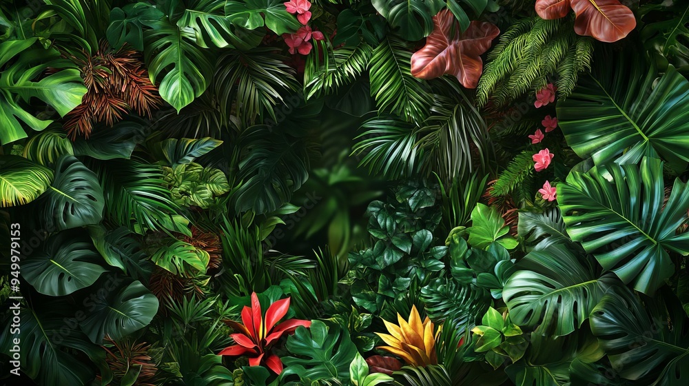 Fototapeta premium Exotic plants in tropical rainforest, Exotic plants, Unique and vibrant botanical species