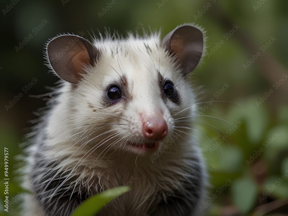 Close-Up Cute Opossum in Nature, Great for Woodland Decor and Nature Lovers Close-Up Cute Opossum in Nature, Great for Woodland Decor and Nature Lovers