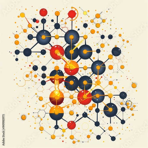 Science chemistry illustration.  vector art. oxygen evolutiom and oxygen reduction reaction on manganese oxides graphical abstract sceleton.  photo