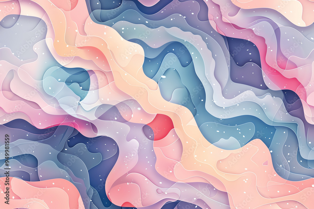 Abstract colorful paper cut background with flowing lines and glowing stars. Abstract colorful paper cut background with flowing lines and glowing stars.