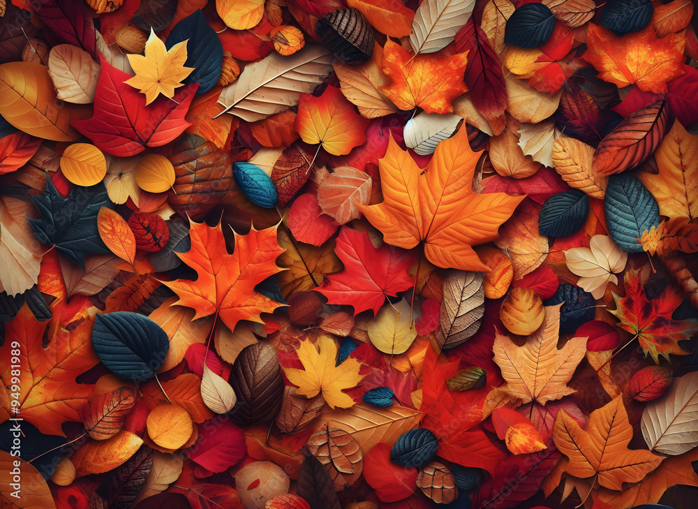 Farbenfrohes Herbstlaub als Hintergrund, flatlay Farbenfrohes Herbstlaub als Hintergrund, flatlay