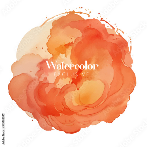 Abstract watercolor hand painted background circle, Orange Watercolor Circle, Orange watercolor splash