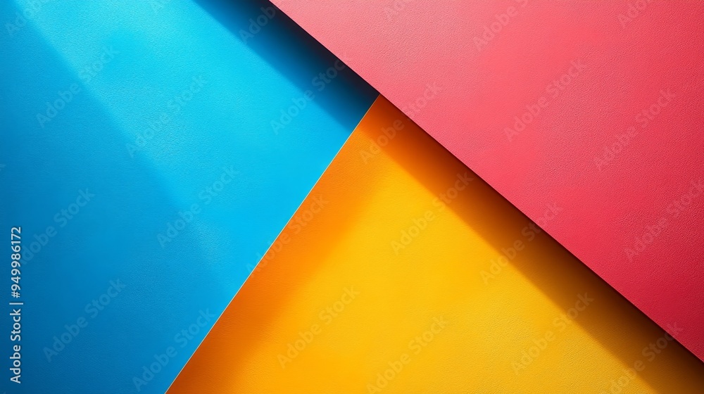 A colorful piece of paper with blue, yellow and red stripes A colorful piece of paper with blue, yellow and red stripes