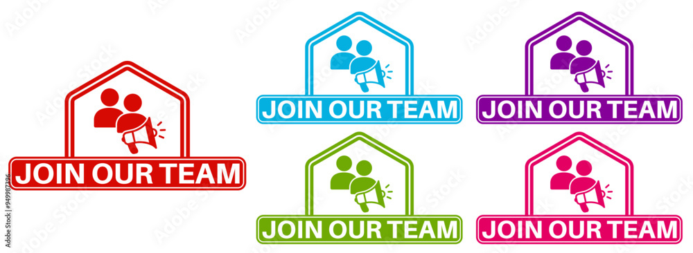 set vector banner join our team. team hiring label sticker design template illustration set vector banner join our team. team hiring label sticker design template illustration