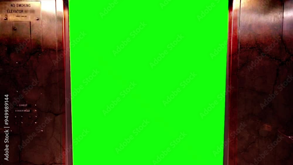 scary elevator open green screen horror template