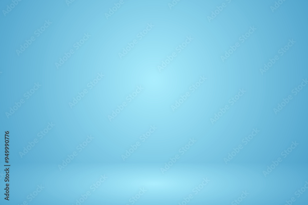 Empty blue soft smooth blur 3d room background, studio background in light blue gradient color, backdrop for display product, vector illustration