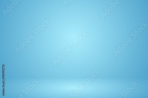 Empty blue soft smooth blur 3d room background, studio background in light blue gradient color, backdrop for display product, vector illustration