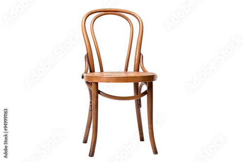 Elegant Wooden Bistro Chair with Isolated on Transparent Background