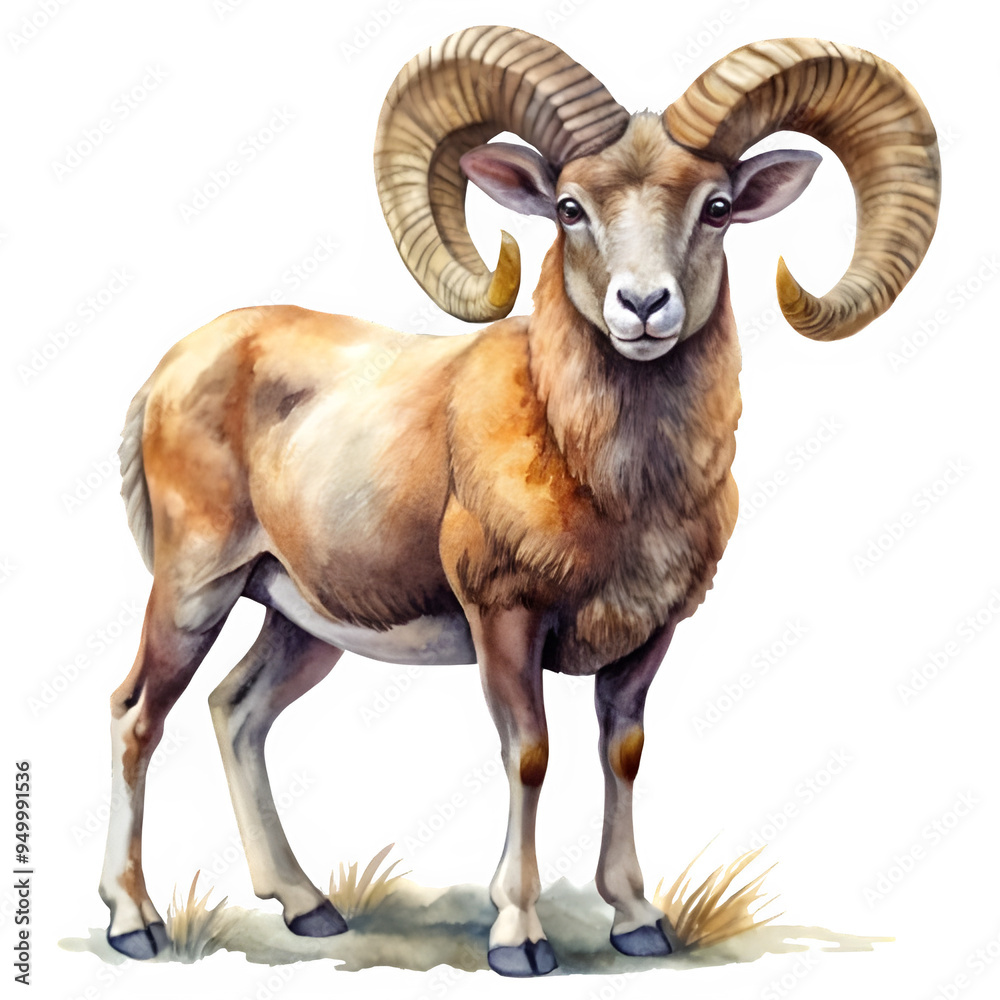 Ram animal, watercolor clipart illustration on transparent background. Ram animal, watercolor clipart illustration on transparent background.