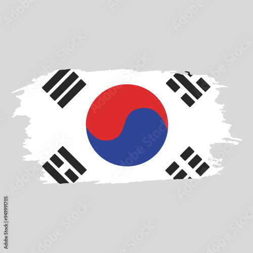 Brush painted national emblem of South Korea country on white background