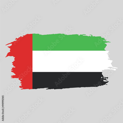 Brush painted national emblem of United Arab Emirates country on white background