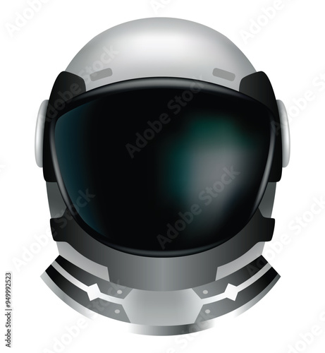 Obraz na płótnie Astronaut helmet, realistic cosmonaut mask with glass for space exploration and flight in cosmos. Part suit for protection spaceman head. Isolated vector illustration w salonie
