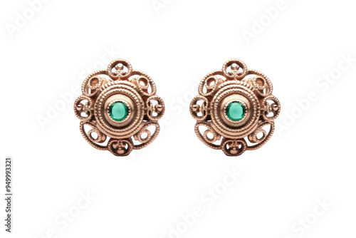 Classic Button Earring with Isolated on Transparent Background