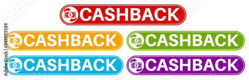 Set collections cashback trendy colorful icon sign.  return and refund symbol labels design template Vector illustration