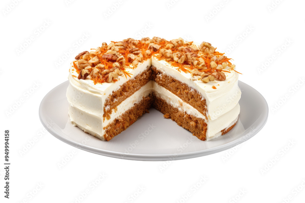 Classic Carrot Cake with Isolated on Transparent Background Classic Carrot Cake with Isolated on Transparent Background