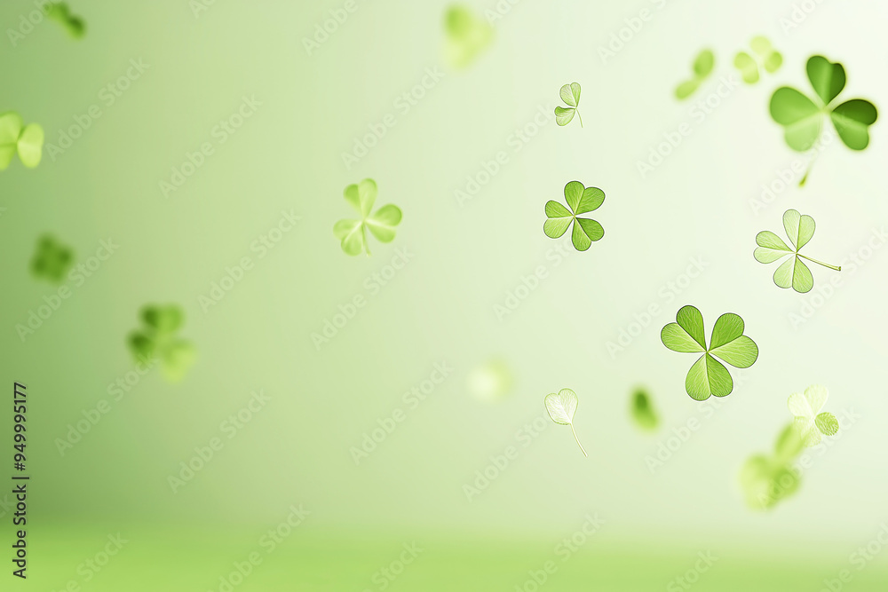Clover leaves hovering, Festive frame - St. Patrick's Day background Clover leaves hovering, Festive frame - St. Patrick's Day background