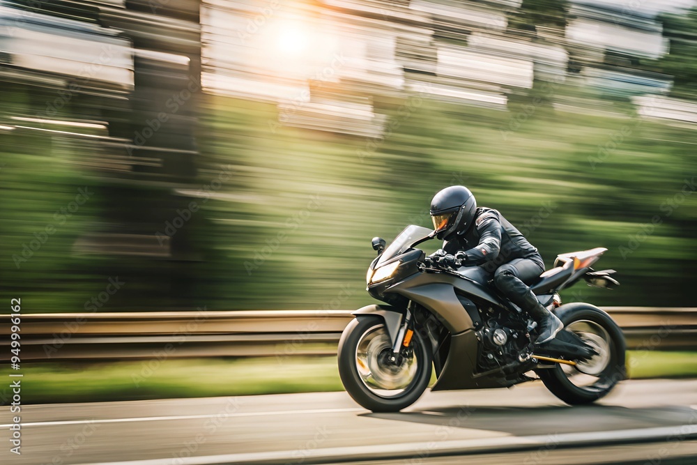 Futuristic Black Sports moto Racing at High Speed Futuristic Black Sports moto Racing at High Speed