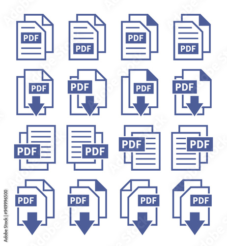 zestaw ikon pobierania plików PDF