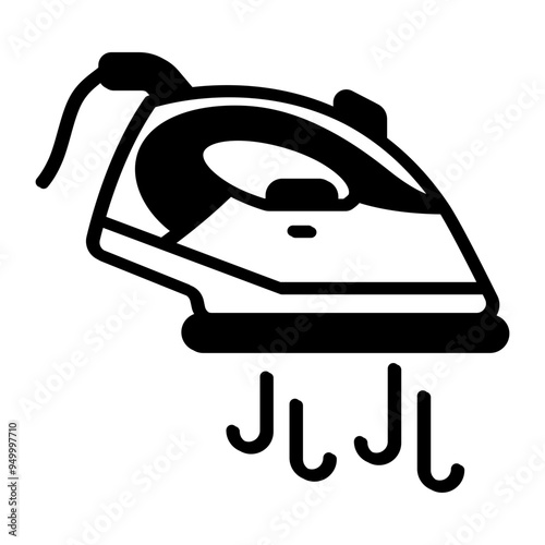 Steam Iron at Sewing Studio concept, Garments or fabric Steamer vector icon design, Bespoke tailoring symbol, Made-to-measure clothing sign,Sew and Tailor materials stock illustration