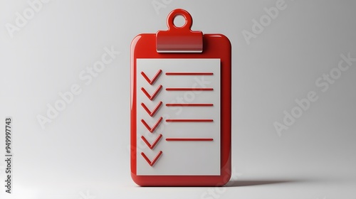 3d Clipboard, checklist symbol. Assignment target icon. Project task management and effective time planning tools. 3d rendering. Vector illustration, white background