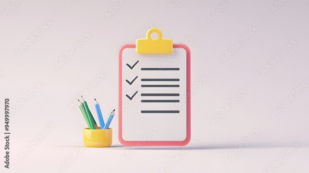 3d Clipboard, checklist symbol. Assignment target icon. Project task management and effective time planning tools. 3d rendering. Vector illustration, white background 3d Clipboard, checklist symbol. Assignment target icon. Project task management and effective time planning tools. 3d rendering. Vector illustration, white background