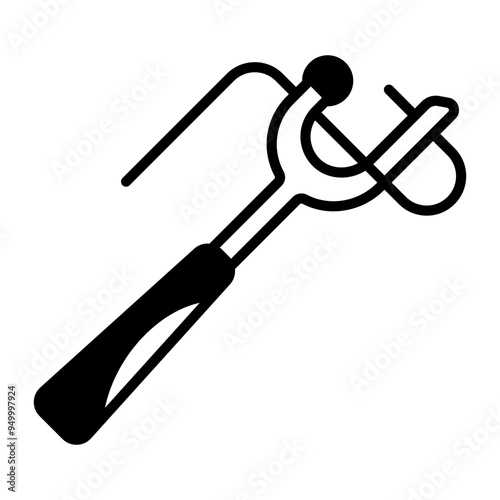 steel seam ripper concept, stitches Remover or open seams, cut strings tool vector icon design, Bespoke tailoring symbol, Made-to-measure clothing sign,Sew and Tailor materials stock illustration