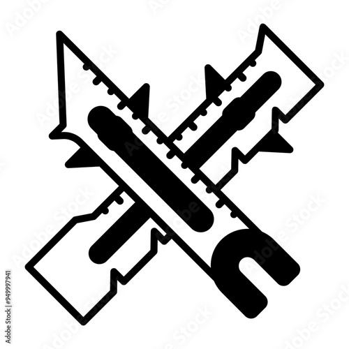 stitch gauge measurement scale concept, Point Turner Seam ruler vector icon design, Bespoke tailoring symbol, Made-to-measure clothing sign,Sew and Tailor materials stock illustration