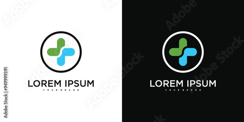 Medical health services symbol logo design. Premium Vector photo