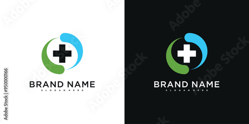 Medical health services symbol logo design. Premium Vector