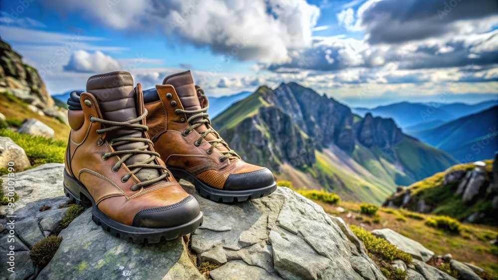 Hiking boots on rocky mountain terrain, hiking, boots, mountain, trail, nature, adventure, outdoor, trekking, exploring Hiking boots on rocky mountain terrain, hiking, boots, mountain, trail, nature, adventure, outdoor, trekking, exploring